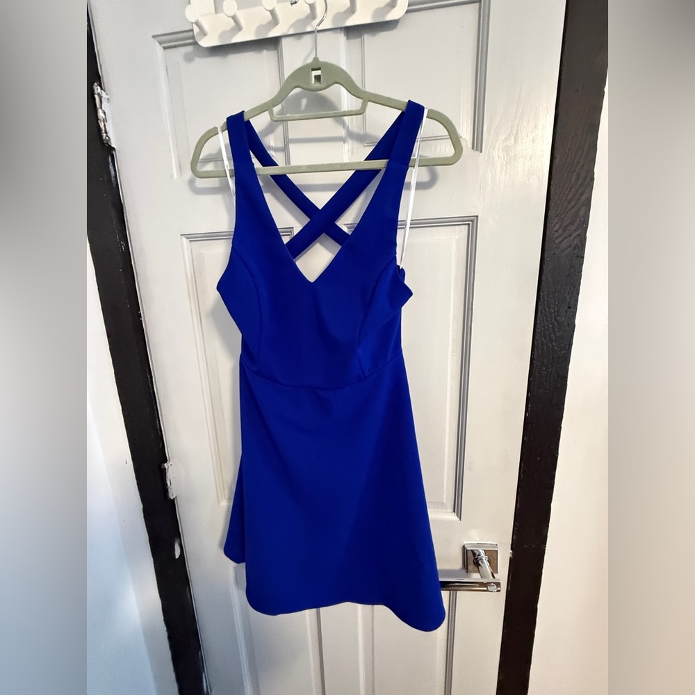XL - Blue - Lulus Katrina Royal Blue Strappy Backless Skater Dress
